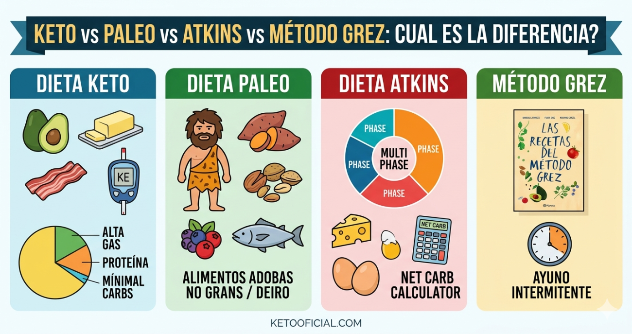 Comparación dieta keto vs paleo vs Atkins para bajar de peso Chile
